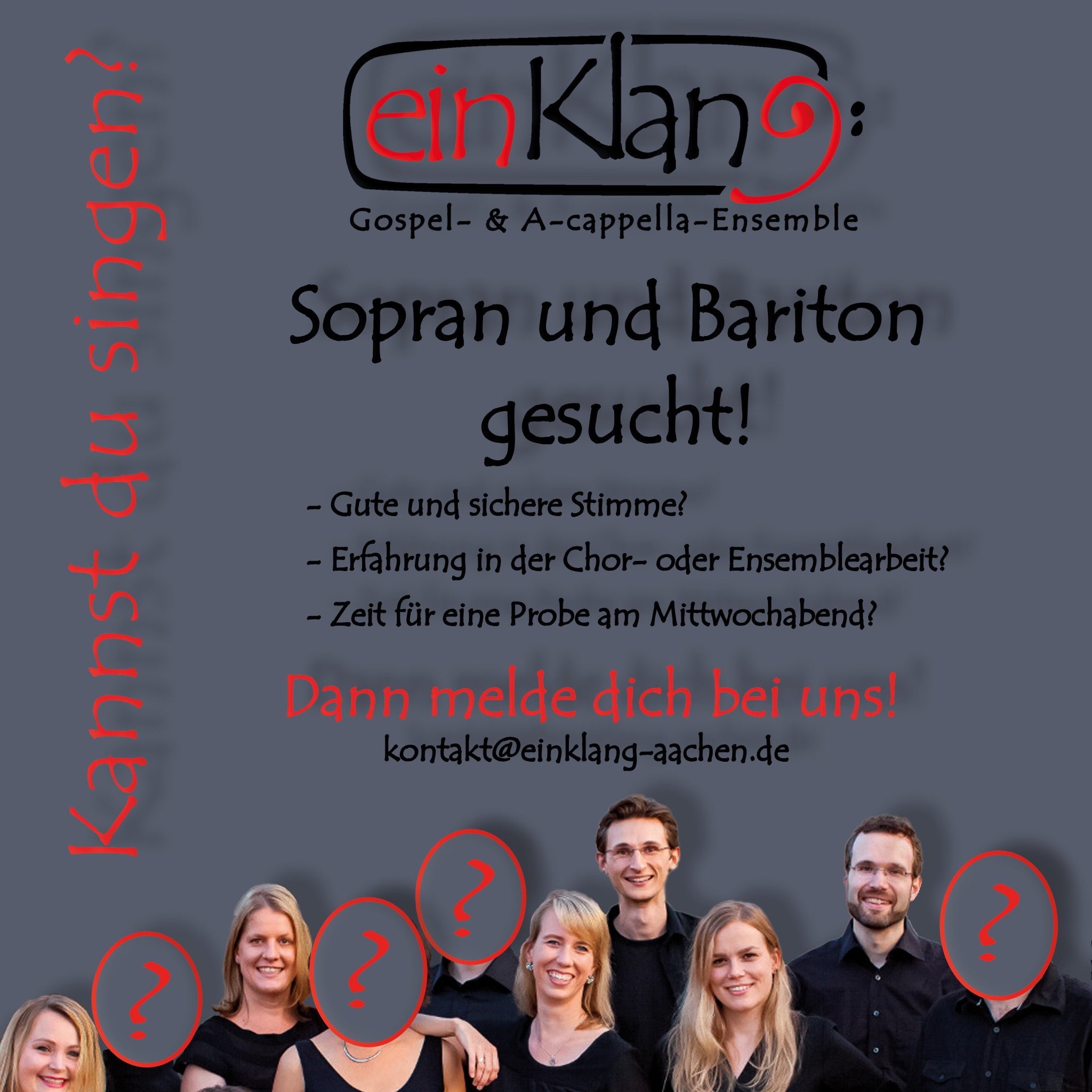 Sopran und Bass gesucht